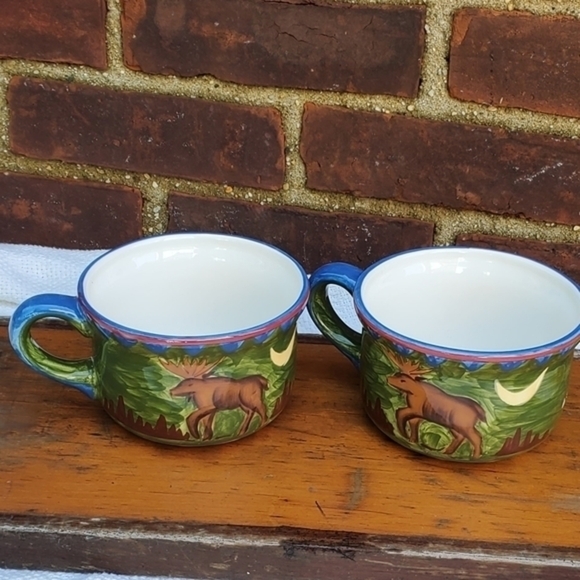Cabin Decor‎ Moose soup mugs NWOT Pair - Picture 3 of 6